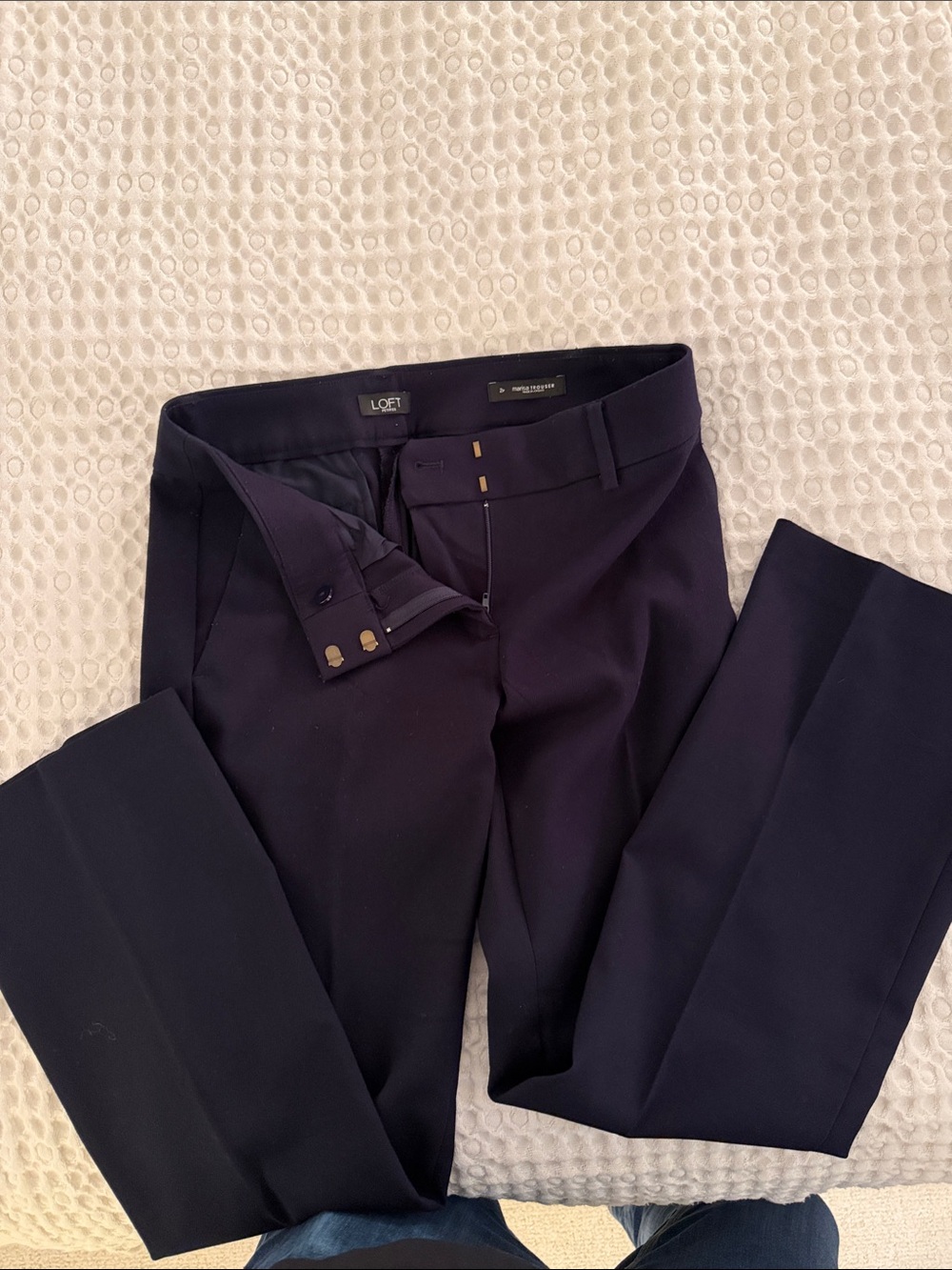 LOFT Men's Dark Navy Dress Pants - Hook Closure